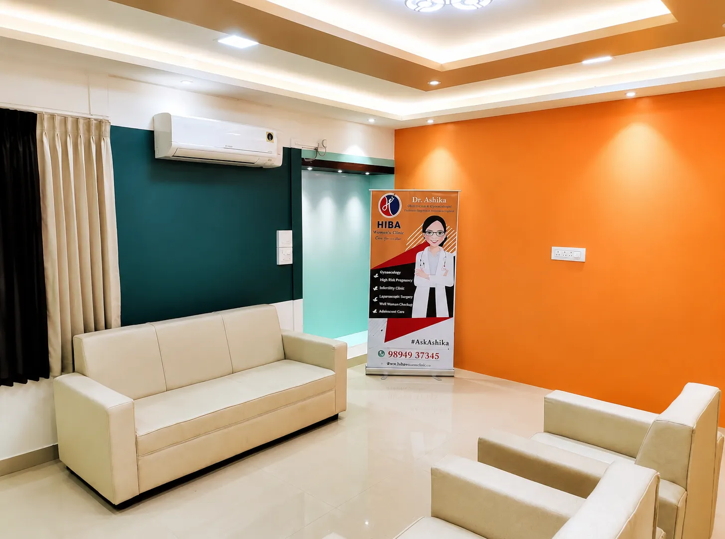 Reception and waiting area at Hiba Women's Clinic, Tirunelveli