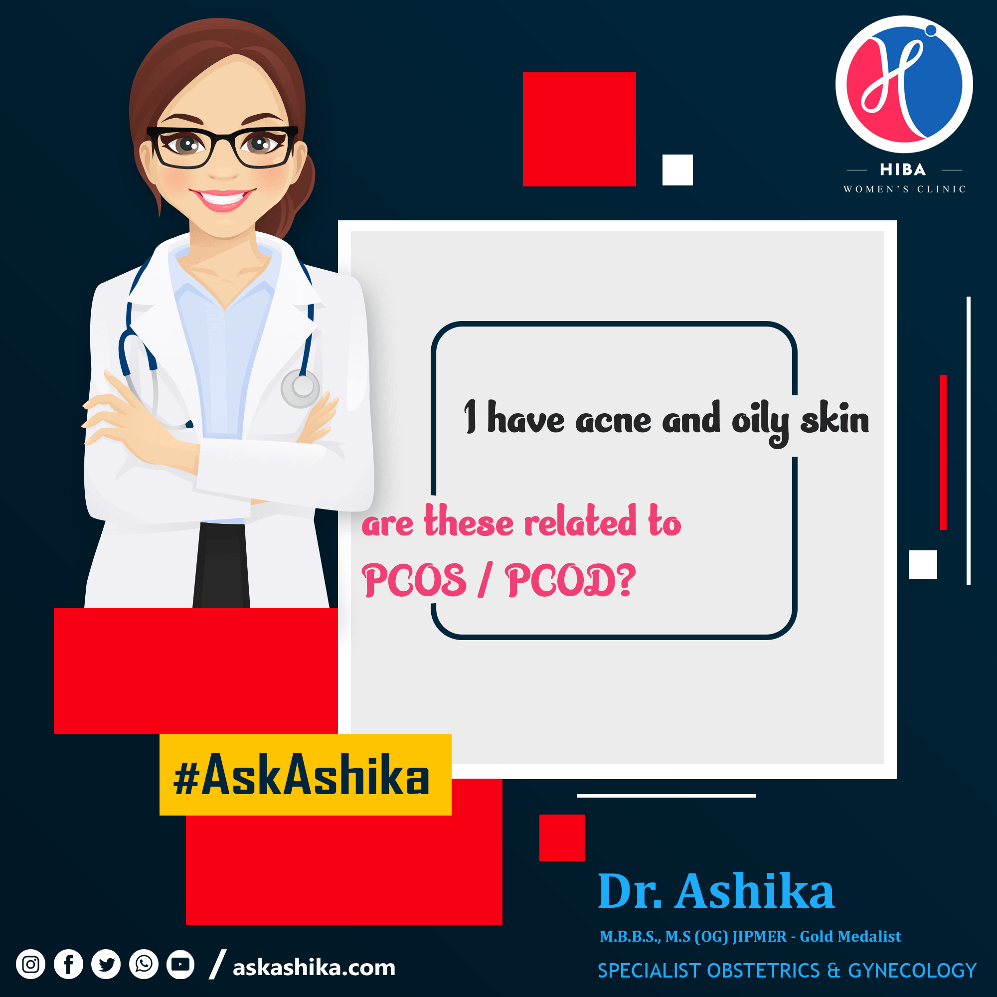 Acne and oily skin as symptoms of PCOS/PCOD